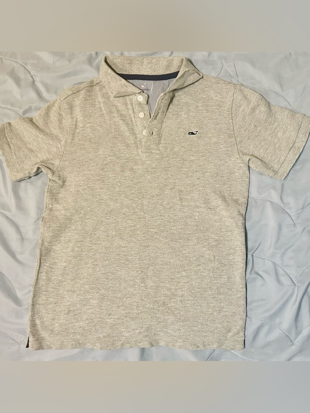 Vineyard Vines Heathered Light Gray Polo with Whale Logo